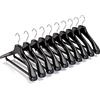 Mainetti Appendini per Capispalla, Cappotti, Abiti Pesanti, Grucce in Plastica, Resistenti, con Barra Porta Pantaloni, Made in Italy, Set di 10 Pezzi, Nero Lucido con Gancio Zincato, Taglia 42cm