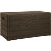 Toomax Dolomiti baule da 500 litri, portattrezzi 130x65x64 cm, effetto legno colore marrone, in plastica resistente, resistente ai raggi UV, dotato di foro per lucchetto, per esterni
