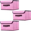 EURXLQ Scatole Portaoggetti con Coperchio,Scatole per Armadio Pieghevoli,Scatole Portaoggetti,Scatole Armadio con Coperchio e Maniglie per l'armadio (Rosa, 3 pack-26×19×16 cm)