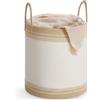 SONGMICS Cesto Portabiancheria, Cesto Biancheria Sporca 60 L, Corda di Cotone, con Coperchio, Maniglie e Coulisse, Vestiti Coperte, Camera da Letto, 41 x 41 x 46 cm, Marrone Cammello RLH060K01