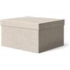 ilo - Scatola per Armadio Rigida con Coperchio cm 45x40 H.25 - Contenitore Portaoggetti Decorativo - Rivestimento in Tessuto Tecnico Marrone Cappuccino - Riciclabile e Prodotto in Italia