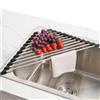 ZY-otu Piccolo scolapiatti triangolare arrotolabile per angolo lavello, organizer da cucina salvaspazio con strato in silicone e telaio in acciaio inox, scolapiatti pieghevoli multiuso