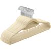 SONGMICS Grucce Appendiabiti in Velluto, 20 Pezzi, Salvaspazio e Antiscivolo, Porta Cravatte, Gancio Girevole a 360°, Spesso 0,6 cm, Largo 43,5 cm, Cappotti Pantaloni, Beige CRF020M20