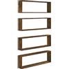 vidaXL Mensole Parete Cubo 4pz Rovere Fumo 100x15x30 Legno Multistrato