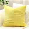 Sungeek 1 Pezzi Federe Cuscini 60x60 in Morbido Velluto a Coste, Fodere per Cuscini Decorativi con Motivo a Strisce e Patchwork Croce Copricuscini Cuscino per Divano Letto Soggiorno, Giallo
