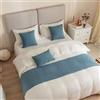 Morbuy Runner Letto Matrimoniale, Jacquard Reversibile Corridore Letto, Morbido Sciarpa e Federa da Letto, Modern Alberghi Scarf Runner Decorazione (45x180 cm (corridori da Letto),Blu Grigio)
