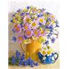 OWN4B Kit per punto croce stampato con fiori in vaso, 11 ct, 36 x 46 cm, kit per ricamo fai da te (vaso)