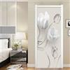 FOKH JFEDMN Adesivo Per Porte 3D Per Porte Interne, 90X210Cm Fiori Bianchi Alla Moda Fotomurali Autoadesivi Per Porte In Vinile, Carta Da Parati Soggiorno Cucina Camerette Art Applique
