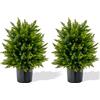 COSTWAY Pianta Finta 54 cm, Cedro Artificiale Resistente ai Raggi UV con Vaso Riempito di Cemento e Foglie Lussureggianti, Alberi Artificiali da Esterno e Interno