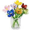 Otbushit 7 fiori in vetro con steli - fiori di colorati in vaso per decorazioni per la casa, per donne, mamma, matrimonio, festa della mamma