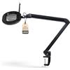 Lumeno 8615SW Lampada d'ingrandimento Lampada da lavoro con grande lente ovale 110x150 mm, 60 LED dimmerabili in 2 fasi, perfetta come ausilio alla lettura, per i cosmetici, 5 diottrie nero