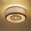 Begoniape Lampada da soffitto in bambù, stile retrò, 3 luci, per corridoio, boho, tessuto a mano, in legno, 50 x 16 cm, lampada a sospensione in rattan per LED/lampadina/lampada fluorescente