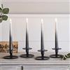 Lights4fun Set di 4 Candele TruGlow® Grigio Scuro Ombré Lunghe e Sottili a Pile TruGlow® con Telecomando