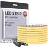BTF-LIGHTING Ultra Sottile 3mm FCOB COB Striscia LED Certificata CE 2700K Bianco Caldo 5M 12V 400LEDs/m Uniforme Senza Punti CRI>90 Per Illuminazione Cucina Sotto Pensile,Camera,Guardaroba,Scaffale