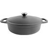 Commichef Casseruola leggera in ghisa 28 cm, 3 L, nera - Pentola con coperchio per cucinare e cuocere il pane, padella smaltata, pentola compatibile con piani cottura a induzione