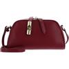 Furla Linee fluide, volumi morbidi e dettagli raffinati caratterizzano la piccola crossbody Goccia. Realizzata in pregiata pelle è dotata di una tracolla fissa regolabile per molteplici opzioni.