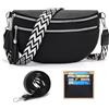 LANXINGLUO marsupio donna media borsa tracolla donna media borsetta Con scomparto per carte di credito e 2 spallacci nero
