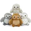 MorisMos 4 Pezzi Peluche Uccello, Peluche Realistico Aquila Morbido, Peluche Coccoloso e Fluffy, Regalo Kawaii per Ragazza a Festa di Compleanno (Grigio, Marrone)