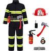 Generico Costume Pompiere Bambino 8 Pezzi - Vestito Pompiere con Accessori di Pompieri Vestiti Capo dei Pompieri per Carnevale,Cosplay e Halloween 3-9 Anni