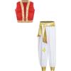 Aislor Costume da Genio per Bambino Ragazzo Costume Principe Arabo Aladdino Gilet Senza Manica + Harem Pantaloni Costumi in Maschera da Festa di Carnevale Rosso 7-8 anni