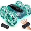 Tecnock Barca auto anfibica telecomandata, 4 WD, controllo gestuale, auto RC con ricarica magnetica, 60 minuti, luci LED, giocattolo da piscina per bambini dai 6 ai 12 anni, regalo per ragazzi e