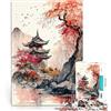 SYUNFEI Paesaggio giapponese acquerello Puzzle da 1000 pezzi per adolescenti Giocattolo educativo intellettuale decomprimente Regali di Babbo Natale segreto 52x38cm