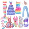 Carreuty 16 vestiti e scarpe per bambole compatibili con Barbie da 29,2 cm, include 1 vestito a sirena, 2 top con cinturino, 2 vestito, 1 pantaloni, 4 set costumi da bagno 5 scarpe, regali per ragazze