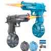 POPERFUN Pistola ad Acqua Elettrica 2 Pezzi, Fucile ad Acqua Ricaricabile con Effetto Fiamma LED, Gittata 8-10M, Giocattolo Acquatico per Bambini 3+ Anni,Compleanno, Festa dei bambini, Pasqua, Feste in Piscina
