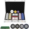 SPORTNOW set poker con serratura con valigetta 200 fiches carte 5 dadi mazzi di carte con bottone, set completo poker giochi di carte valigetta in alluminio per Texas Hold'em, Blackjack