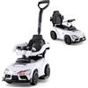 COSTWAY Auto a Spinta per Bambini 3 in 1, Auto Cavalcabile con Funzione Musicale e Vano Portaoggetti, Macchina Primi Passi con Limitazione dello Sterzo di 20° per Bambini 1,5-5 Anni (Bianco)