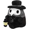 SUPYINI Plague Doctor Peluche Pupazzo, Halloween Luminoso Bambola di Peluche Farcito, Decorazione di Halloween (Nero)