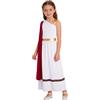 LiiYii Costume della Dea Greca Antica Bambina Costume Romana per Halloween Carnevale e Feste in Maschera Tunica Toga Abito Lungo Monospalla Vestito Athena Borgogna 9-10 anni