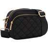 FashionPuzzle Borsa a tracolla trapuntata in nylon con tracolla larga, nero, Taglia unica