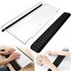 EAAGHK Set Supporto Tastiera in Acrilico con Poggia Polsi in Memory Foam, 43 * 13cm*3cm Rialzo Tastiera Inclinato in Acrilico Trasparente con Strisce Antiscivolo Nere Ideale per Tastiere PC e Gaming