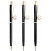 LA HUATE 3 Pz Pearl Decor Penna a sfera in metallo 0,7 MM punta fine inchiostro nero per scuola ufficio forniture regali