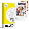 Nelko 52,3x90mm Carta Fotografica Premium, Pacco da 20 Vera Carta per Stampante Pocket PP01, Sticky Back Picture Paper, Compatible with Nelko PP01 Photo Printer, Easy to Peel Off, Stripe Fun