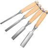 DIYEAH Set di Scalpelli per Intaglio del Legno 4 Pezzi da 6/12/18/24mm Testa Semitonda in Acciaio al Carbonio per Principianti e Artigiani Modellismo e Scultura