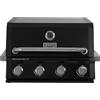 Stilé Collection Barbecue da Incasso o Appoggio a Gas GPL 4 Fuochi 14 kW Grill in Acciaio Inox con Coperchio Griglie in Ghisa BBQ Built-in Professionale per Cucina Outdoor (Nero)