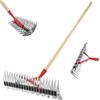 Kadax Lawn Fan, Scaricatore manuale per giardino, prato, muschio, accessori da giardino realizzati in metallo, tagliente, coltivatore, ventilatore di erba, conduttore a mano (a due corti, con gambo)