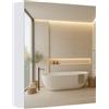 VASAGLE KAILYN Collezione - Armadietto da Parete per Bagno, 1 Anta a Specchio, Stile Moderno, 13 x 50 x 60 cm, Bianco BBK012WB01