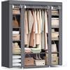 SONGMICS, LSF03G - Armadio in tessuto, con 12 ripiani e asta appendiabiti, per camera da letto e spogliatoio, 150 x 45 x 175 cm, grigio
