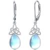 VONALA Orecchini con pietra portafortuna celtica in argento Sterling 925, nodo celtico di cristallo a goccia pendenti orecchini gioielli regalo per donne e donne, Argento sterling, Pietra di luna