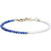 COAI Bracciale Donna Perle Acqua Dolce e Lapislazzuli Sfaccettati, Bracciale Lapislazzuli Donna Regolabile, Acciaio Inox Placcato Oro 18K, Elegante con Scatola Regalo