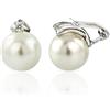 inSCINTILLE Orecchini Donna a Perla in Argento Rodiato 925 con Punto Luce in Zirconia Cubica (Diametro 1.20 cm, Bianco)