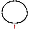 gioiellitaly Bracciale elastico unisex onice charm ciondolo cornetto corallo rosso naturale portafortuna e argento 925 rodiato gioiello artigianale uomo donna