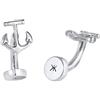 kuzzoi - Gemelli da uomo con ancora, in argento Sterling 925 lucidato, per camicia, idea regalo per matrimonio e compleanno, colore: argento