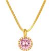 Sakrami Collana Punto Luce Argento 925 Dorato con Zircone Colorato Rosa Lilla Lime Bianco, Catena Veneziana, Scatola Personalizzata, Donna Ragazza, Idea Regalo Compleanno Comunione (Rosa)