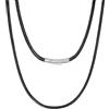 Richsteel Catena in Pelle in Acciaio Inossidabile 2mm/3 mm di Larghezza Catena Versatile Unisex in Similpelle Personalizzabile Nomi/Numeri/Caratteri in Vera Pelle Nera/Marrone con Chiusura a Girello