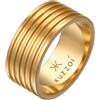 Kuzzoi Anello a fascia da uomo massiccio (10 mm) in argento sterling 925 placcato oro con struttura scanalata Anello marcante per uomini nelle taglie anello 54 - 66, 0604591124