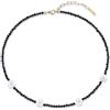 COAI Collana da Donna in Tormalina Nera Sfaccettata e Margherite in Madreperla, Collana Estiva Donna con Perline Nere Regolabile 40+5 cm, Chiusura Placcata Oro 18K, Idea Regalo Primavera Estate